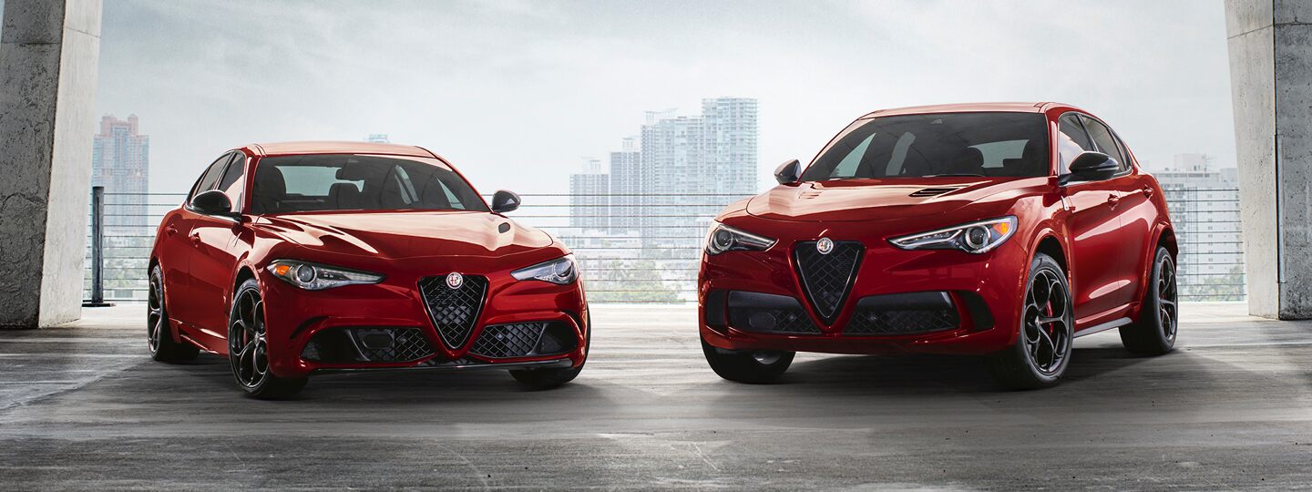 Red Alfa Romeo SUV and Sedan